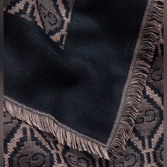 New Gucci GG monogram Fringed Logo-Jacquard Cotton Wool Silk-Blend Scarf - Picture 3 of 11